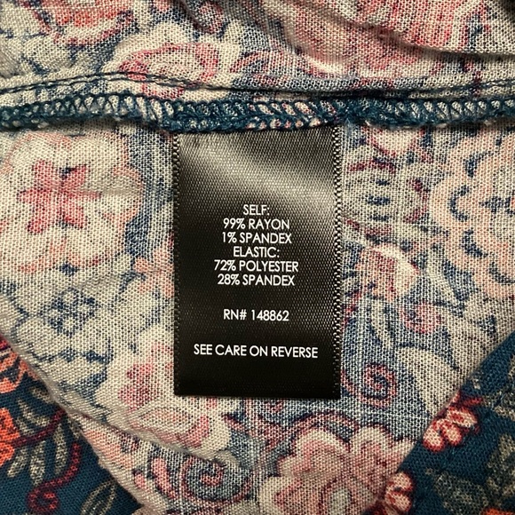 Torrid Floral Babydoll Slub Smocked Button-Front Tunic Top - Blue - 2X - Picture 9 of 9